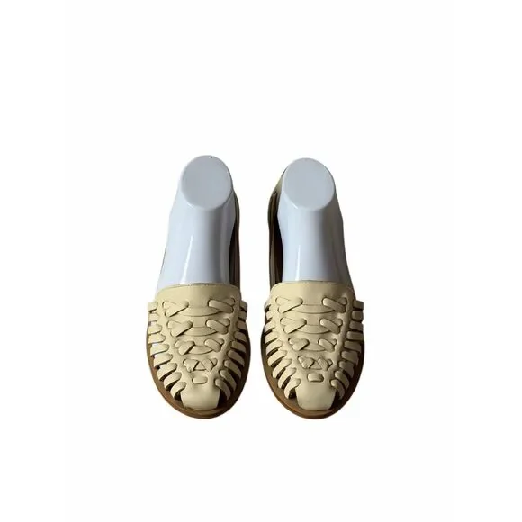 Anthropologie Nisolo Sandals Flats Huarache Woven Leather Boho Cream 8 - Picture 3 of 10